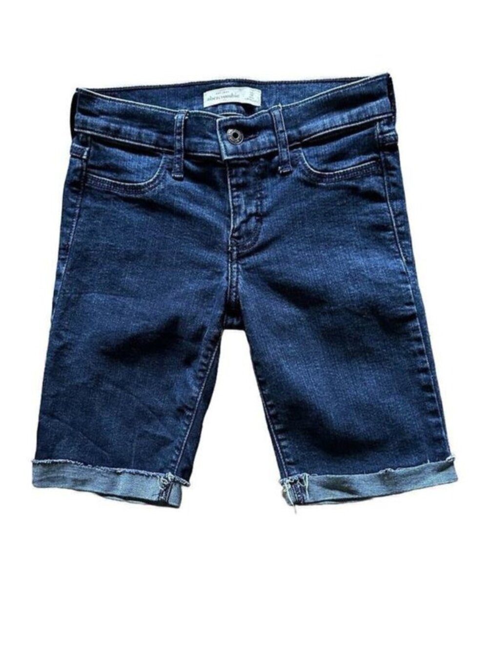 Abercrombie Kids Bermuda Denim Shorts Girls 12 Dark Wash Cut Off Mid Rise